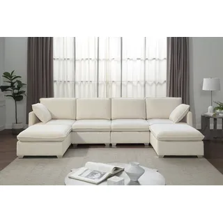 OTTO home Wohnlandschaft Cordbezug 4-Sitzer Beige