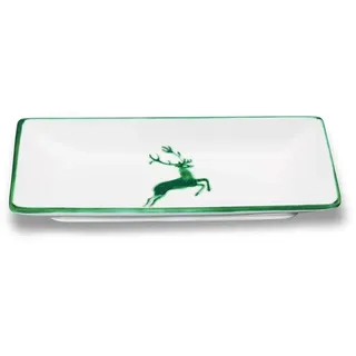 GMUNDNER KERAMIK Snackschale Grösse: l= 22 cm x b= 11 cm x h= 2.7 cm grüner Hirsch Geschirr, handgemacht in Österreich