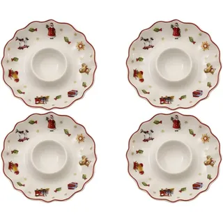 EKM Living Villeroy Weihnachten Eierbecher 4er Set Toy's Delight + Gratis 4er Set Edelstahl Trinkhalme