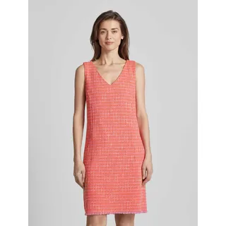 Knielanges Kleid mit V-Ausschnitt, Koralle, 44