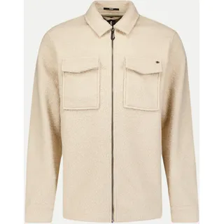 No Excess Langarmhemd Overshirt mit Wollreißverschluss Beige XL