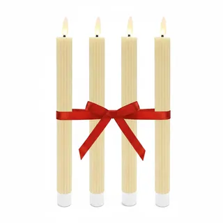 Relaxdays LED Stabkerzen 4 St. beige