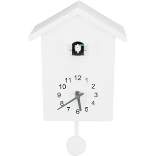 Pyhodi Kuckucksuhr, Kuckuckswanduhr, Vogelhaus-Wanduhr, Stilvolles Design, Kuckucksvogel-Sprachruf, Vogelhaus, Präzise und Leise, Wandkunst-Hängeuhr für Büro, Schlafzimmer, (White)