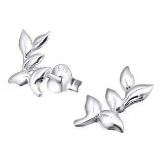 schmuck23 Paar Ohrstecker Ohrringe Blatt Ranke 925 Silber, Mädchen Damen echte Silberohrringe Geschenk silberfarben