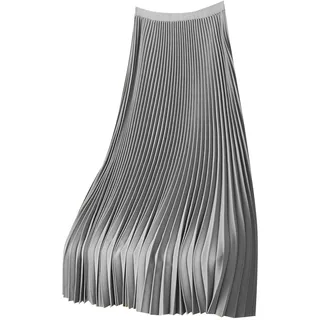 Plisseerock Damen Lang Satin Rock Sommer Elegant High Waist Skirt Seidenrock Einfarbiger Übergröße Vintage Midirock Modisch Und Vielseitig
