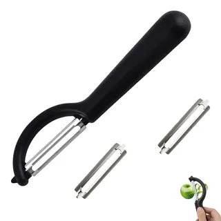 P-Sparschäler für Tupper mit 2 Ersatzklingen,Schäler Für Tupperware Ersatzteile,Kartoffelschäler Küche Set,Spargelschäler,Edelstahl Ersatzklinge für Gemüseschäler,Schälmesser,Vegetable Peeler(Schwarz)