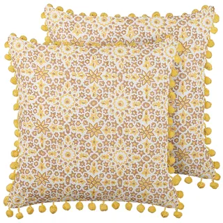 Beliani LYCROIS Dekokissen 45 x 45 cm Gelb