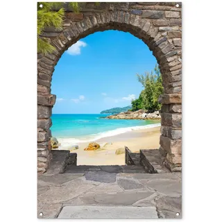 MuchoWow© Gartenposter Outdoor Bilder Gartendeko für draußen Wetterfest | 80x120 cm - Garten Deko Banner Draußen Bild Garden Decoration Transparent - Strand - Tropisch - Sommer