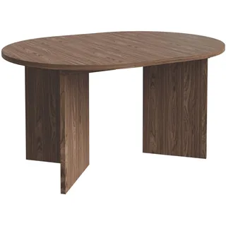 Selsey Ovaler Esstisch Ausziehbar – Runder Esstisch in Wisconsin Walnuss, 110–190x110 cm, Laminierte Platte, ABS-Kanten, 2 Verlängerungen, Kugelführung, Selbstmontage