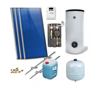 Sunex Flachkollektoren Warmwasser Solarpaket 3 Kollektoren Speicher Flachkollektor