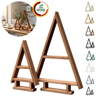 Floranica Weihnachtsfigur Deko 2er SET Handgemacht Weihnachtsbaum Tannenbaum Weihnachtsdeko (Fertiggebaut, 1 St., Braun), für Innen und Außen geeignet für Wohnzimmer, Büro oder Terrasse braun