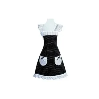 Küchenschürze Im Retro-stil Mit Polka-dots, Verstellbaren Trägern Mit Rüschen, Taschen Und Schleife. – Crezuo