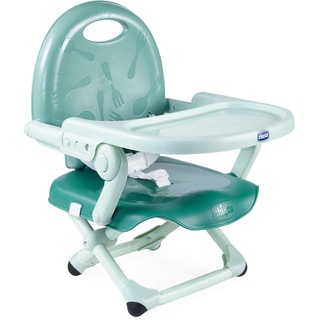 Chicco Pocket Snack Kindersitzerhöhung Esszimmerstuhl für Kinder von 6 Monaten bis 3 Jahren 15kg,tragbarer und verstellbarer Babyhochstuhl mit kompaktem Verschluss und abnehmbarem Tablett SAGE