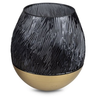 formano Tischvase in schwarz / gold aus Glas in zwei Größen wählbar, dekorative Vase aus Glas schwarz 20 cm