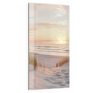 DEQORI Glas-Magnettafel | 50x100 cm cm groß | Motiv Abendruhe am Strand | Memo-Board aus Glas | Magnetboard inkl. Magnete, Stift & Tuch für Küche & Büro | Tafel magnetisch & beschreibbar