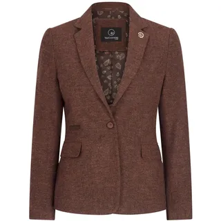 Damen Blazer Tweed Herringbone Wolle Klassisch Smart Casual Vintage Rost Braun - Kamel 46 - 46