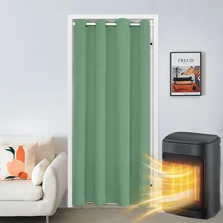SK Studio Türvorhang Blickdicht Thermo Gardinen Vorhang mit Ösen Thermovorhang Kälteschut Wärmeisolierend für Schlafzimmer Tür Schrank Vorhang Hellgrün, 132x198cm