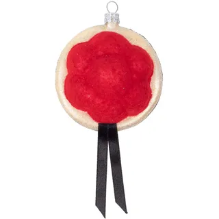 Impuls Hängendes Ornament Bollenhut Kirschwasser Schwarzwälder Kirschtorte Christbaumkugel aus Glas, handbemalt und mundgeblasen, Made in EU, 9cm, für Weihnachten