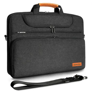DOMISO Laptoptasche 17 Zoll Wasserdicht Laptop Tasche Aktentasche Herren Business Schultertasche Notebooktasche für 17-17.3" Notebooks/Dell/Lenovo/Acer/HP/MSI/ASUS, Schwarz