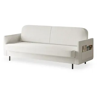 e-meubles Möblo Schlafsofa Weiß, Holzwerkstoff, 3-Sitzer, 221x87x84 cm, Wohnzimmer Sofas - Couches, Schlafsofas