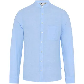 Leinenhemd BRAX "Style Herrenhemd", Herren, Gr. S, Normalgrößen, blau (mittelblau), Web, 100% Leinen, Hemden