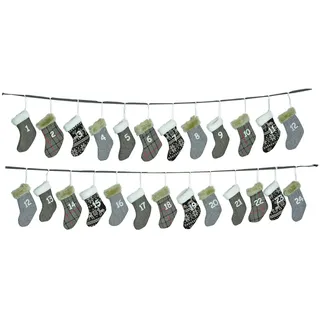 Adventskalender zum Befüllen aus Stoff | 340cm Weihnachtsgirlande mit Adventskalender Säckchen-Socken | Weihnachtskalender für Kinder & Erwachsene | Geschenk-Kalender als Weihnachts-Deko | Weihnachten