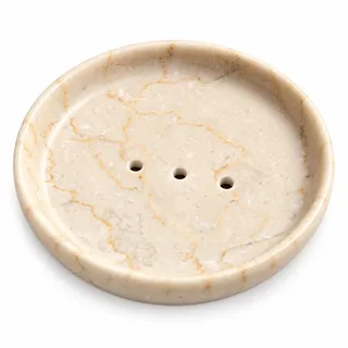ART-CRAFT Marmor Seifenschale Seifenhalter Seifenablage aus Naturmarmor rund für Badezimmer Dusche Küche Waschbecken