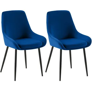 CLP Esszimmerstuhl Elmira Samt blau 2er Set
