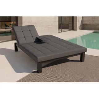 OUTFLEXX Garten-Doppelliege, dunkelgrau, Alu/Polyester, 200 x 150 cm, inkl. Mitteltisch, witterungsbeständig