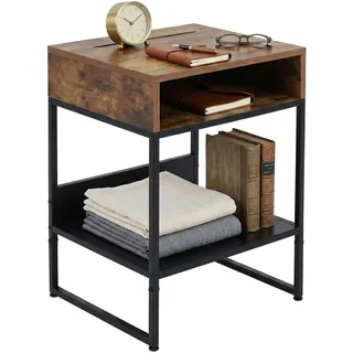Relaxdays Nachtschrank 2 Fächer 40 x 40 x 30 cm Schwarz/Braun