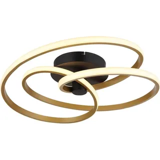 LED Deckenleuchte, gold, Aluminium, geschwungen, D 50 cm - Schwarz/Blau
