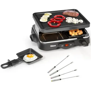 Setpoint - Raclette Mit Teppan Gabeln Für 4 Personen, Kleiner Tischgrill Eckig, 500 Watt