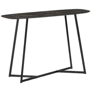 LebensWohnArt Konsolentisch Design Konsole TURIN 120cm dunkel Marmor-Optik Metallgestell