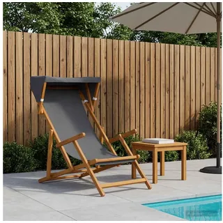 vidaXL Liegestuhl 3 Position Massives Eukalyptus Holz 1 St. grau