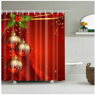 BTTO V&G Duschvorhang Badezimmer Vorhang mit Haken,Weihnachts-Duschvorhang Breite 180 cm (1-tlg), Antischimmel Umweltfreundlich,für Badezimmer