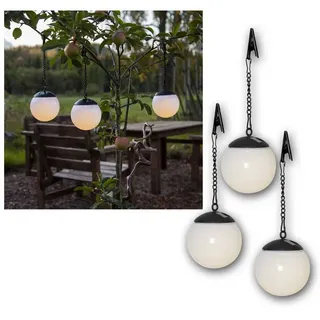 Star Trading Solarleuchte Kunststoff/Metall Dämmerungssensor 3er Set Schwarz/Weiß