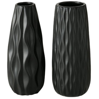 BOLTZE GRUPPE GmbH Dekovase 2er Set Vase Luana, schwarz, Steingut, matt schwarz