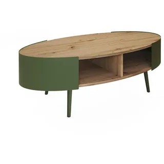 Vicco Couchtisch Oval Grün Eiche 120 x 39 x 60 cm