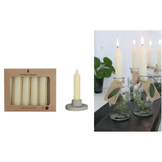 NaDeco Dinner-Kerzen Rustikal, Set mit 6 STK, Höhe 11cm, in vielen Farben erhältlich, Brenndauer 4 Std | Spitzkerze | Leuchterkerzen | Stabkerze | Taper Candle | Vintage Kerzen, Farbe:Creme | Beige