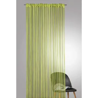 heimtexland ® Fadengardine in grün HxB 245x95 cm mit Stabtunnel KÜRZBAR hochwertige Qualität Fadenvorhang Fadenstore Ökotex Typ121