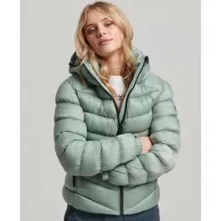 Superdry für Damen. W5011593A Fuji Steppjacke mit Kapuze grün (S), Lässig, Polyester