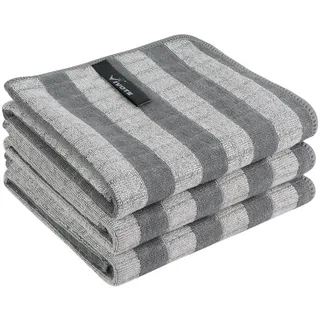LuxusKollektion Geschirrtuch Mikrofaser und Bambus Geschirrtücher Grau 40x60, 3er Set