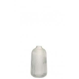 J-Line by Jolipa Vase, hoch, geriffelt, aus Glas, Weiß, 9 x 9 x 17 cm