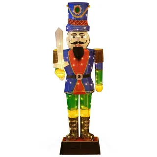 KOMFOTTEU Weihnachtsfigur, LED Nussknacker Figur Weihnachtsdeko bunt