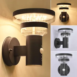Maxkomfort LED Außenwandleuchte 313A1 Anthrazit mit Bewegungsmelder – Edelstahl Wandlampe 9W, 3000K warmweiß, IP44, 530lm, 230V, Sensor mit Zeit- & Dämmerungseinstellung