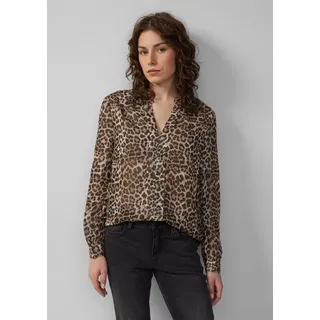 QS Leicht transparente Chiffonbluse mit All-over-Print Braun 42