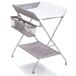 Fillikid Wickelkommode Exklusiv Circle - Grau, Baby Wickelkombi Wickelkommode Wickeltisch klappbar mit Fächern grau