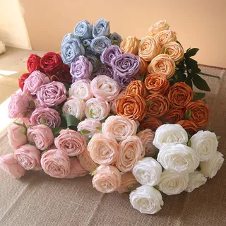 10 Vintage-seidenrosen Mit Stiel – Diy-herbstkranz, Hochzeit, Party, Zuhause, Büro, Babyparty-dekoration – Geeignet Für Diy-bastelarbeiten
