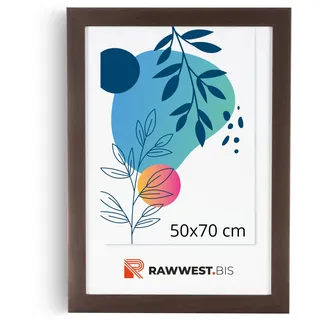 RAWWEST.BIS Bilderrahmen 50x70cm MDF Holz Rahmen Posterrahmen mit Acrylglas Holzrahmen aus Holzplatten für Bilder Poster Fotos Puzzle Plakatrahmen zum Aufhängen & Aufstellen Fotorahmen Braun