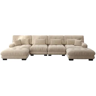Modfu Wohnlandschaft, Cappuccino, Textil, 406x81x145 cm, Wohnzimmer, Sofas & Couches, Wohnlandschaften, Wohnlandschaften in U-Form
